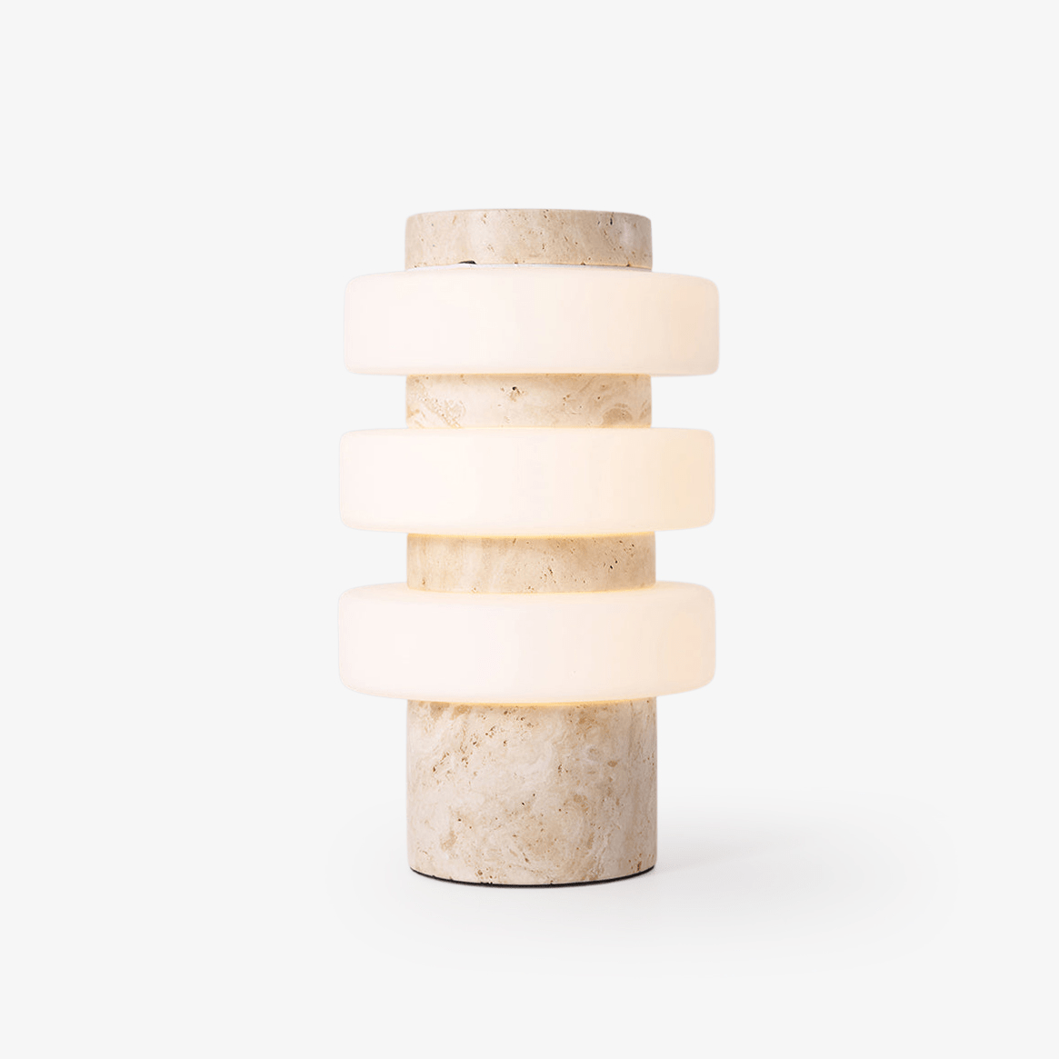 Stone Table Lamp with Three Glass Rings 11.8 in