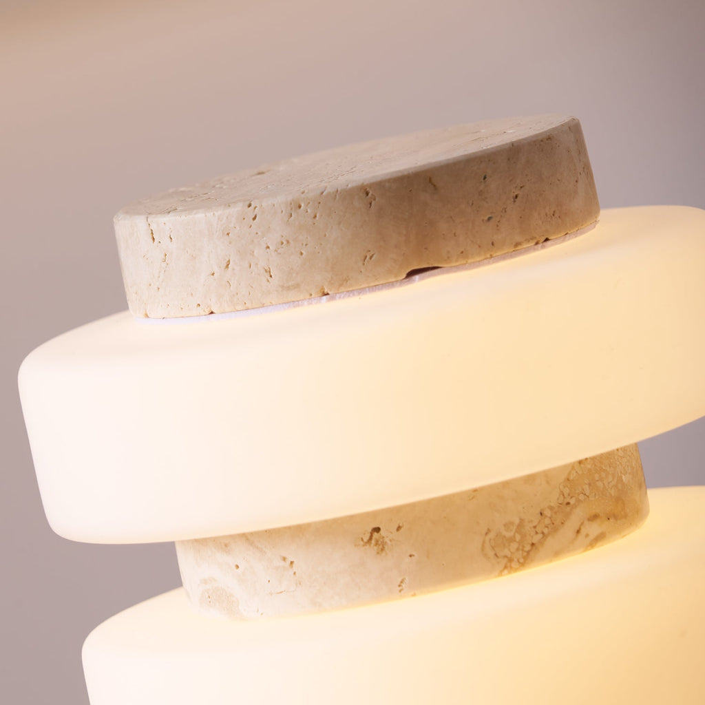 Stone Table Lamp with Three Glass Rings 11.8 in