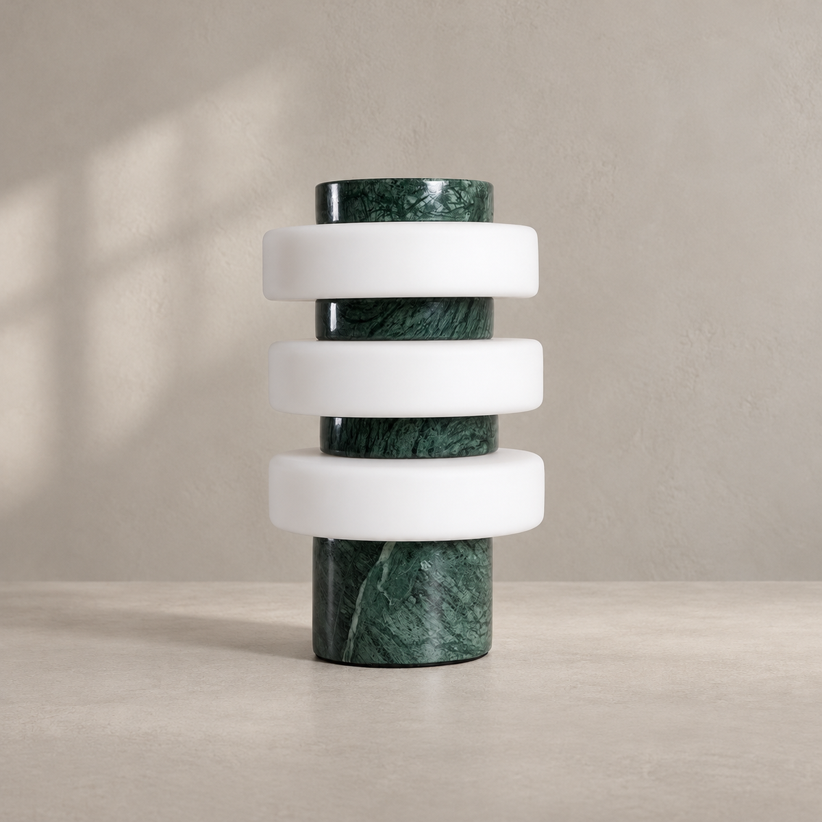 Stone Table Lamp with Three Glass Rings 11.8 in
