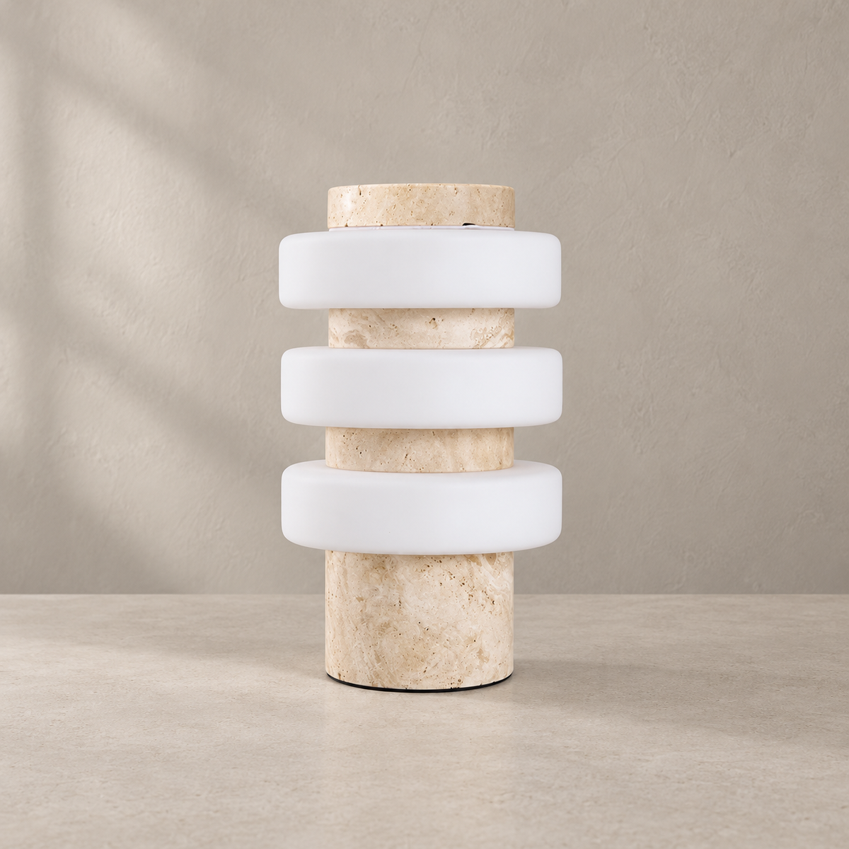 Stone Table Lamp with Three Glass Rings 11.8 in