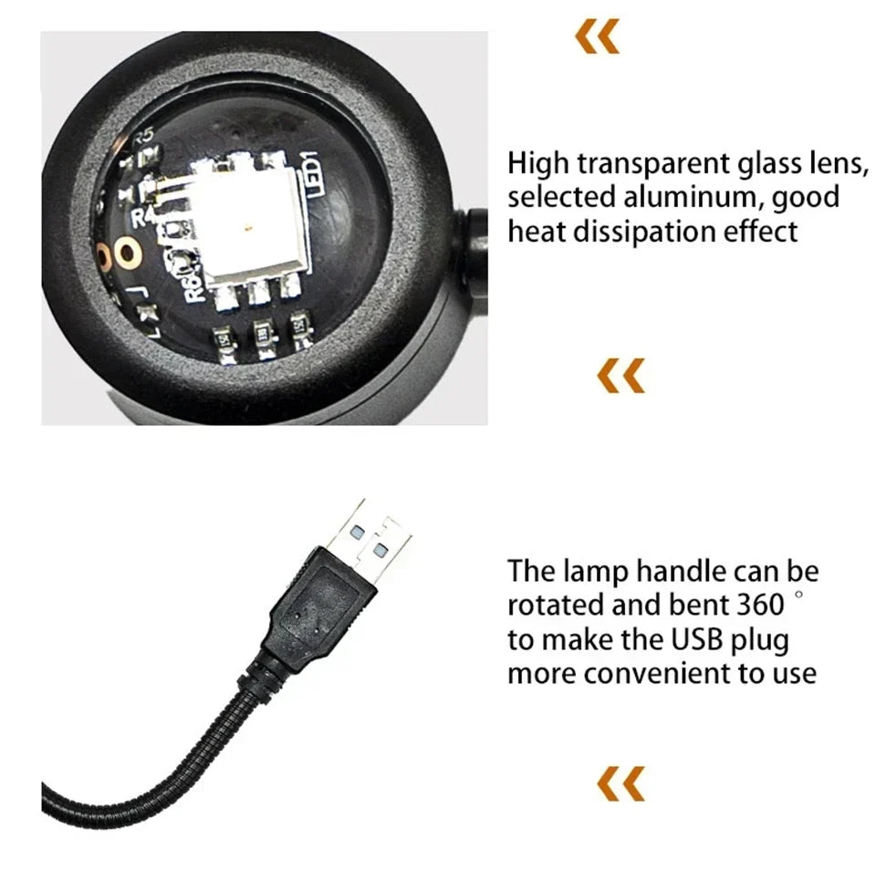 Sunset Projection Lamp USB Rotating Mood Light Set of 3