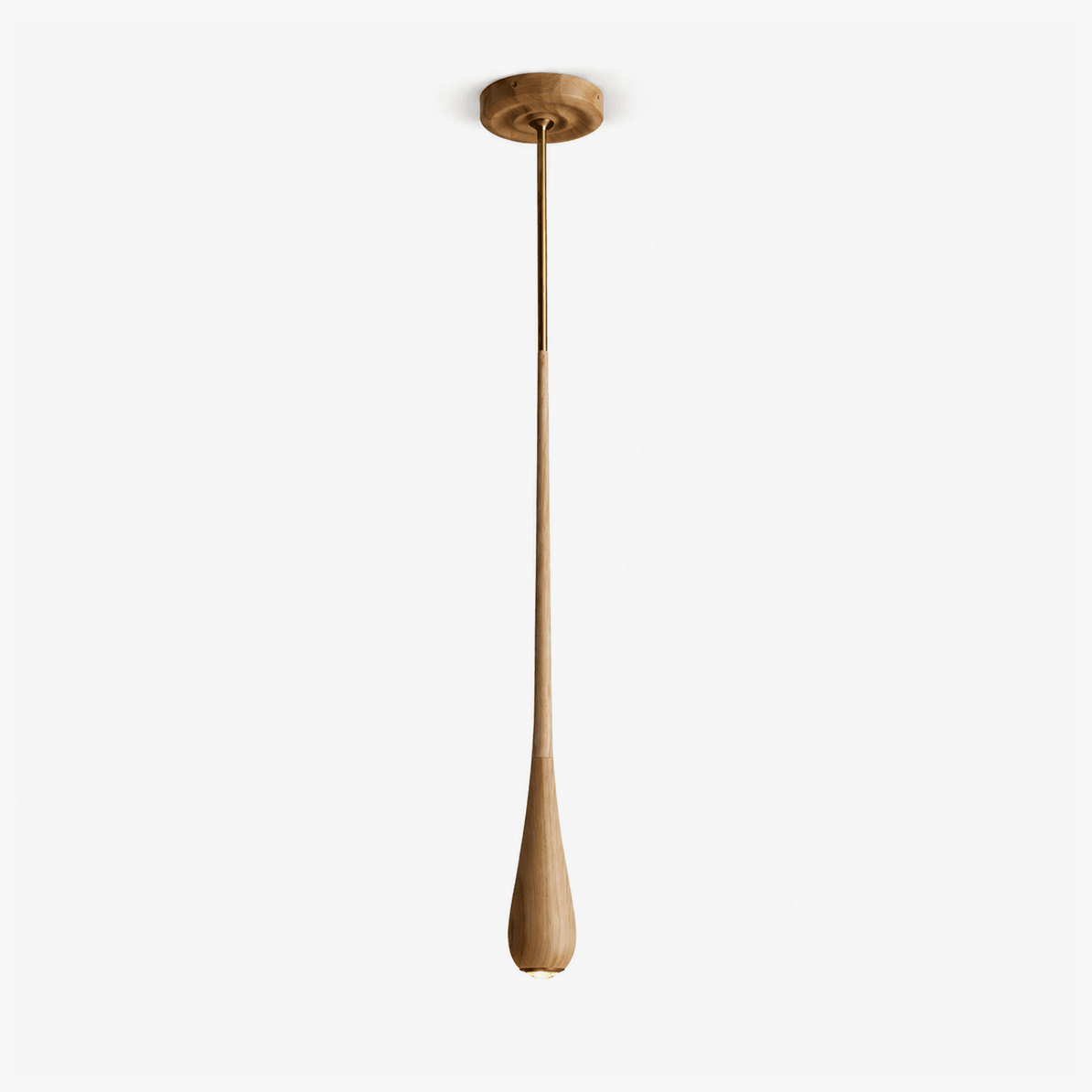 Teardrop Pendant Light Turned Wood Long Drop 4.9 in Set of 2