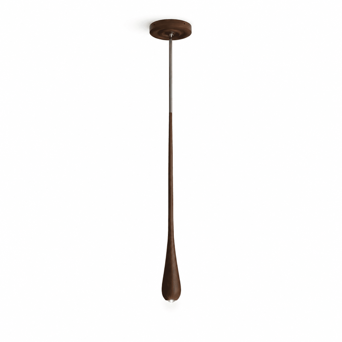 Teardrop Pendant Light Turned Wood Long Drop 4.9 in Set of 2