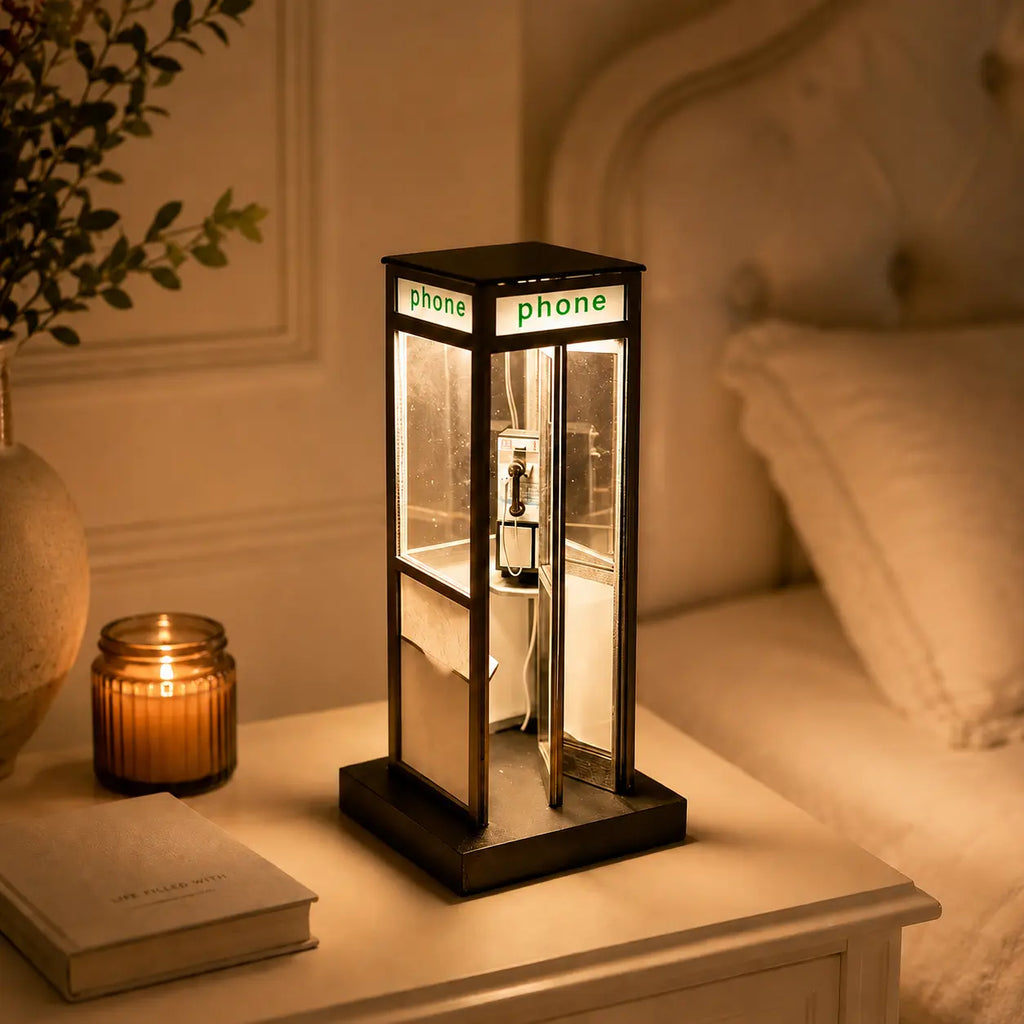 Telephone Booth Night Light Retro Table Lamp 8.5 Inch Set of 2