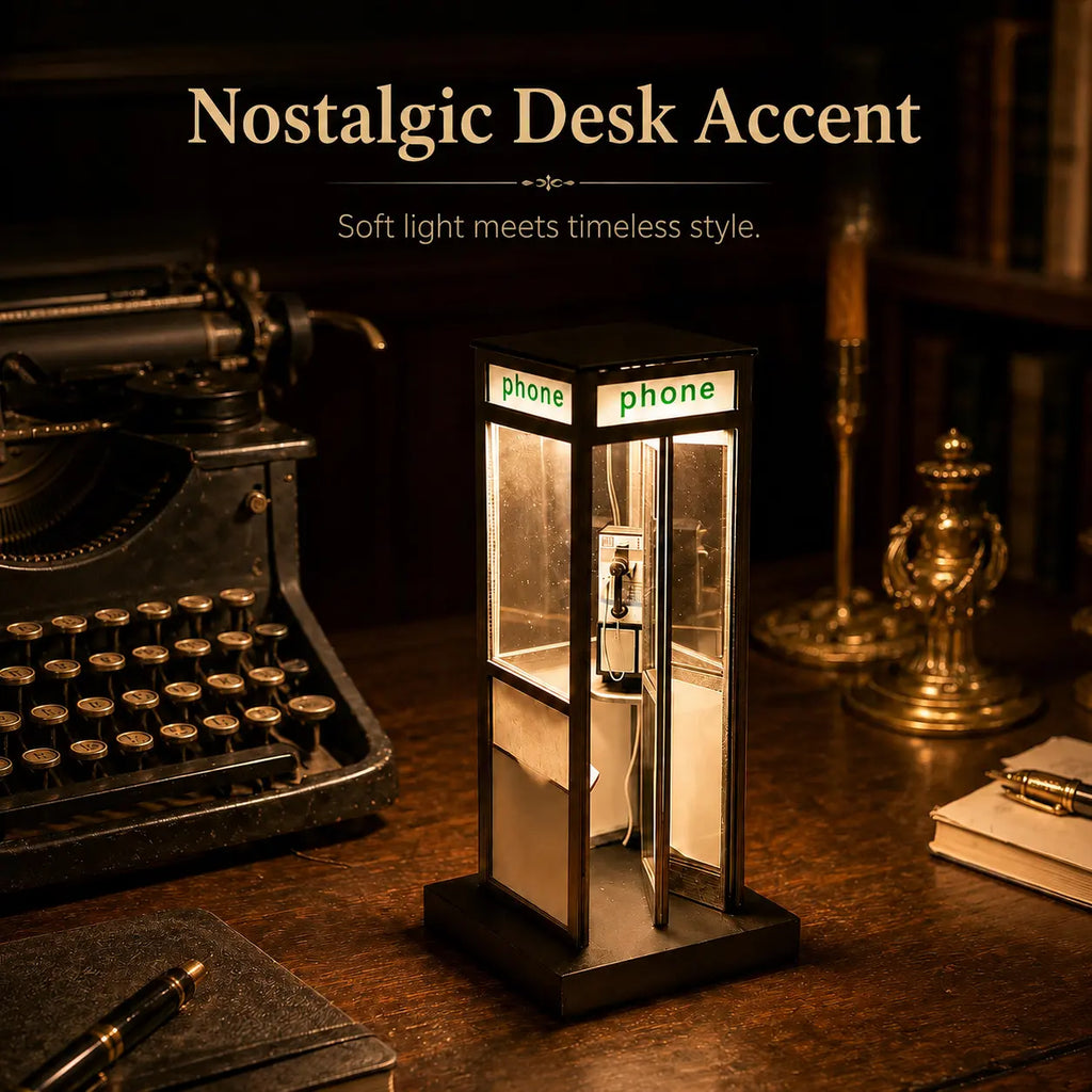 Telephone Booth Night Light Retro Table Lamp 8.5 Inch Set of 2