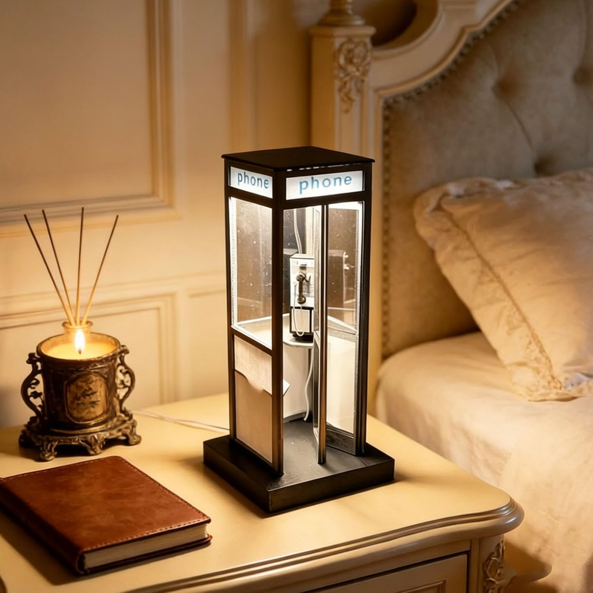 Telephone Booth Table Lamp Vintage LED Night Light