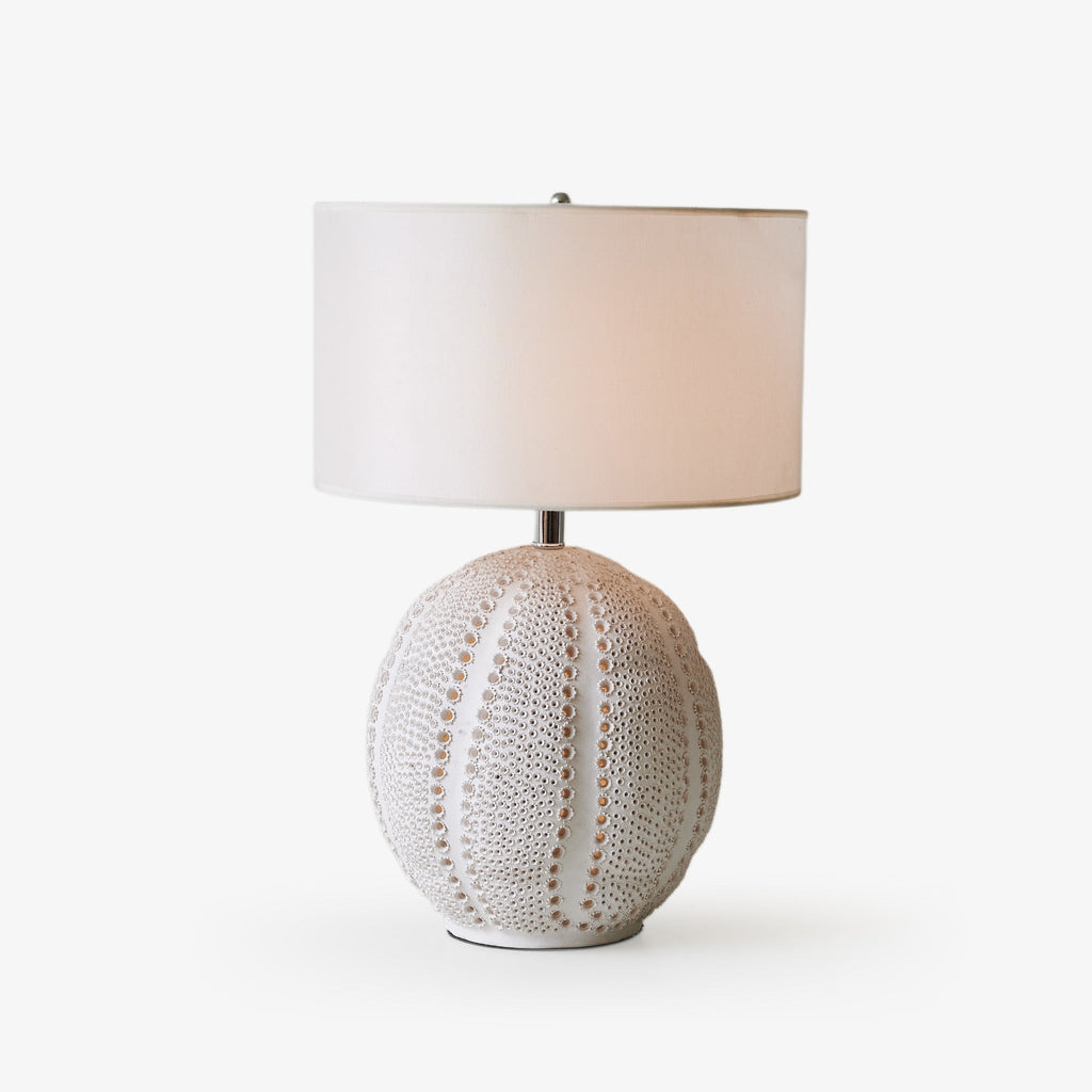 Textured Ceramic Table Lamp White Drum Shade 23.6 in Set of 3
