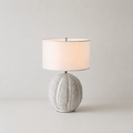 Textured Ceramic Table Lamp White Drum Shade 23.6 in Set of 3
