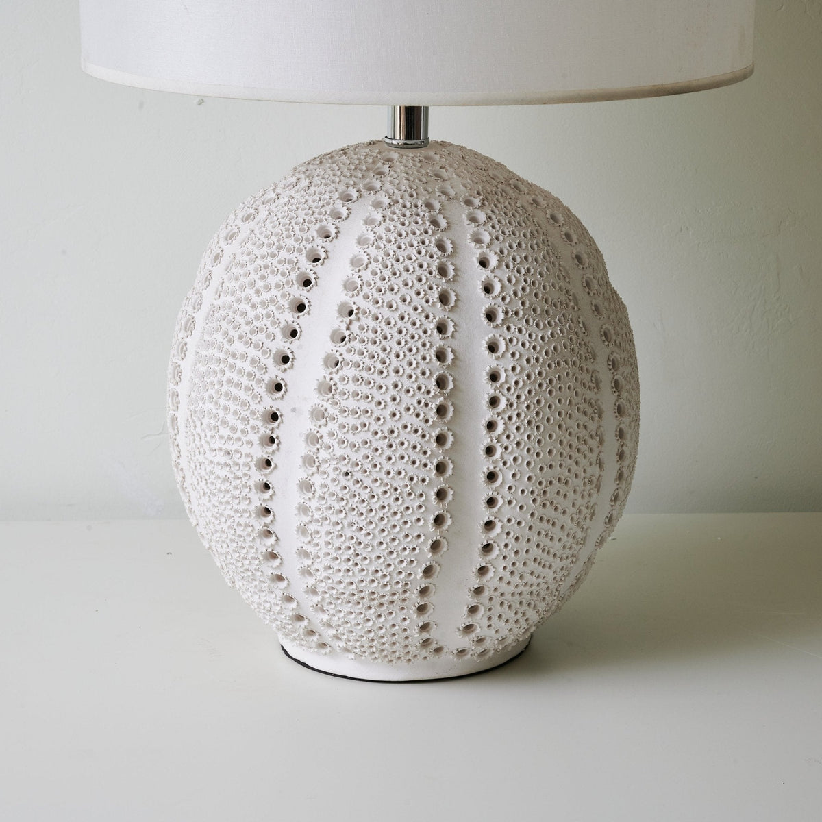 Textured Ceramic Table Lamp White Drum Shade 23.6 in Set of 3