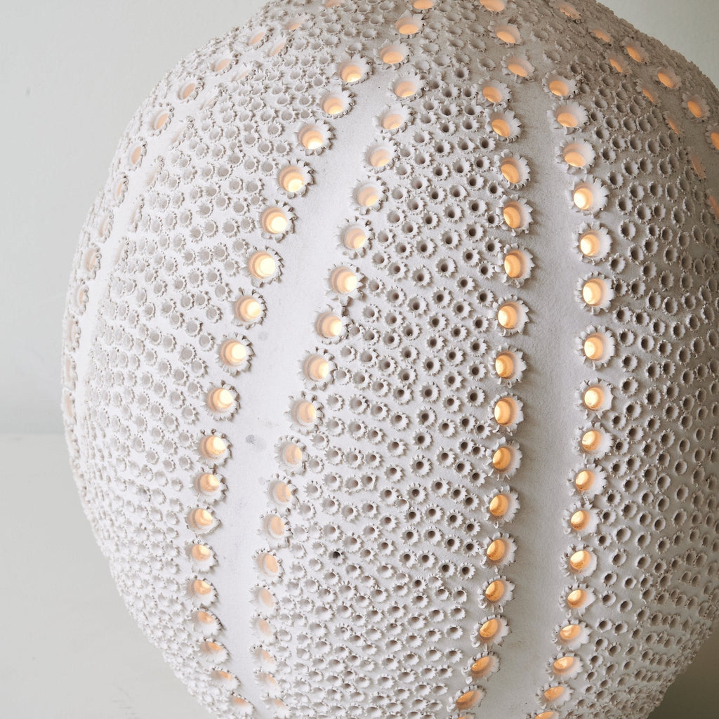 Textured Ceramic Table Lamp White Drum Shade 23.6 in Set of 3