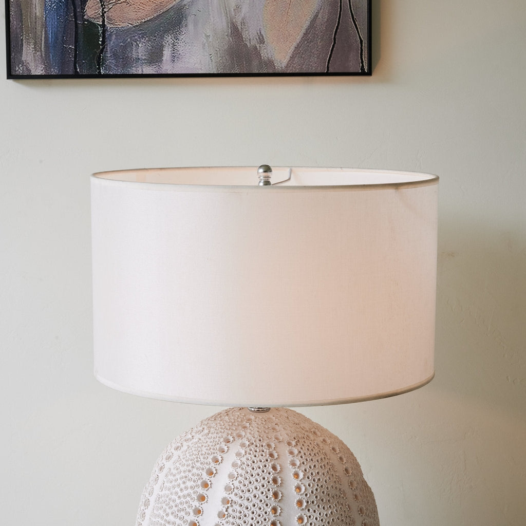 Textured Ceramic Table Lamp White Drum Shade 23.6 in Set of 3
