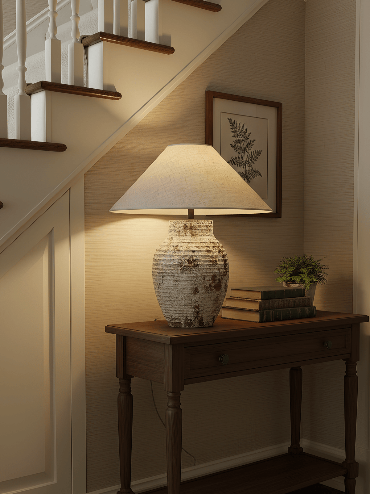 Textured Clay Table Lamp Terracotta and Beige 19.7 in Set of 3