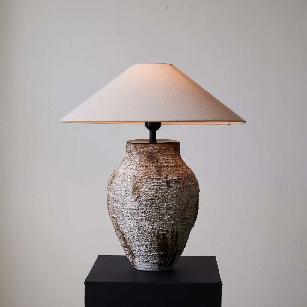 Textured Clay Table Lamp Terracotta and Beige 19.7 in Set of 3