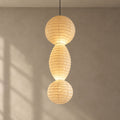 Three Tier Paper Lantern Pendant Bamboo Rings 44.9 in Set of 2