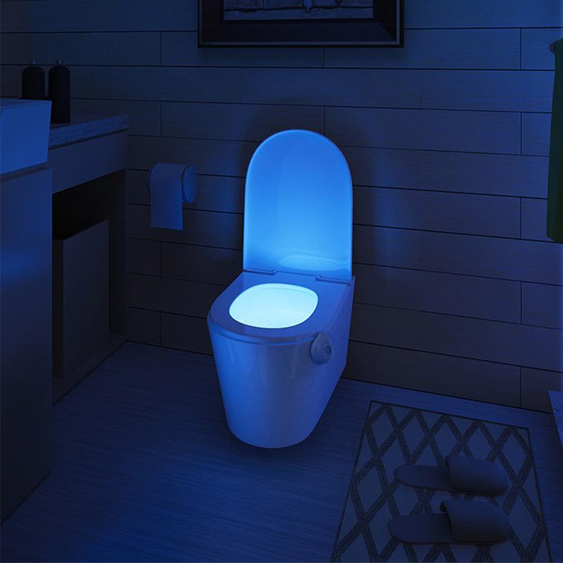 Toilet Night Light Motion Sensor 8 Colors AAA Battery Set of 3