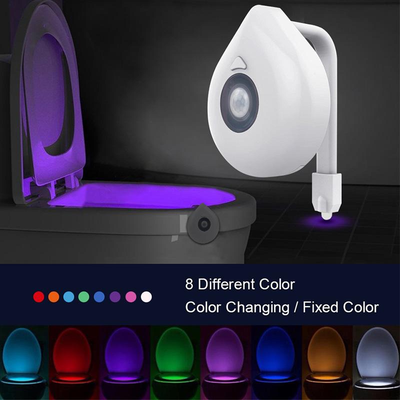 Toilet Night Light Motion Sensor 8 Colors AAA Battery Set of 3