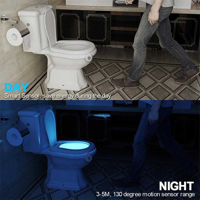 Toilet Night Light Motion Sensor 8 Colors AAA Battery Set of 3
