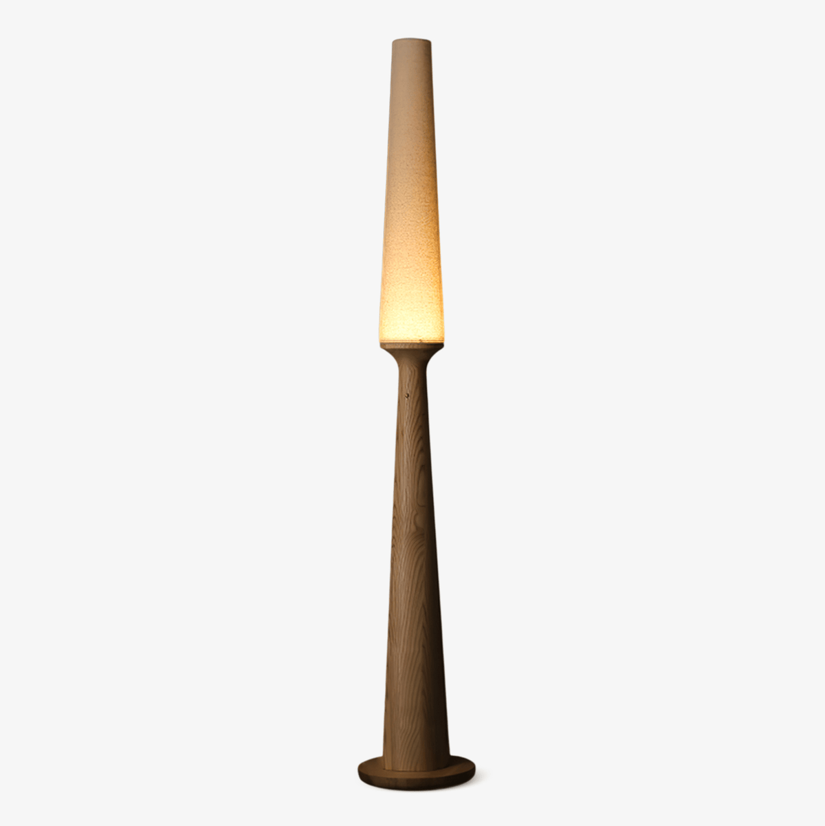 Totem Floor Lamp Solid Wood Base Fabric Shade 57.1 in
