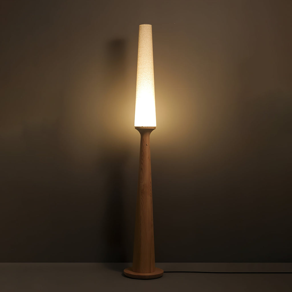 Totem Floor Lamp Solid Wood Base Fabric Shade 57.1 in