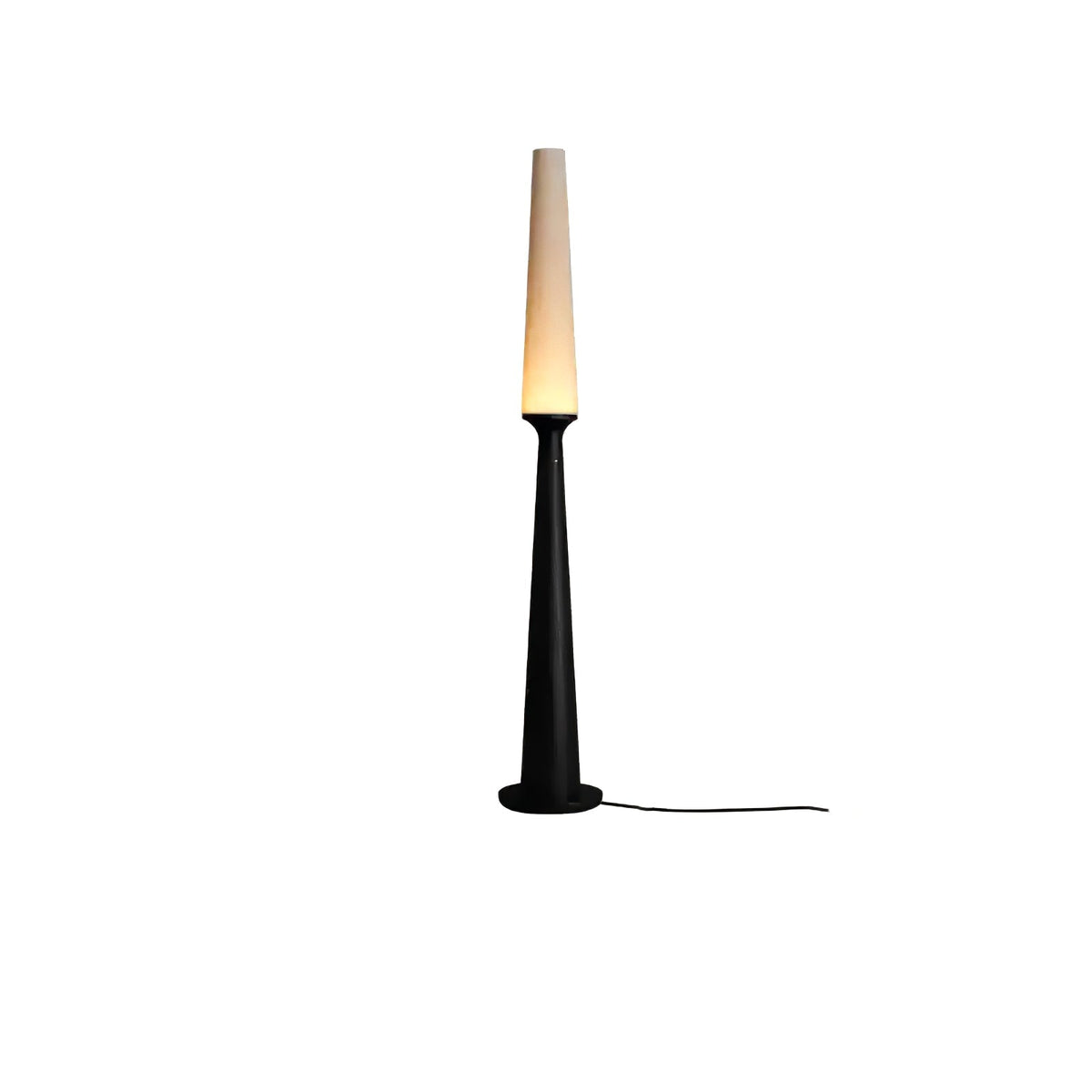 Totem Floor Lamp Solid Wood Base Fabric Shade 57.1 in