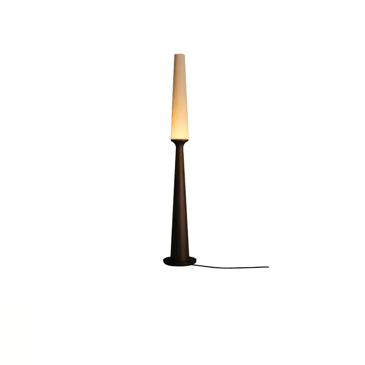 Totem Floor Lamp Solid Wood Base Fabric Shade 57.1 in