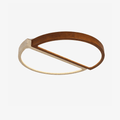 Travertine and Walnut LED Flush Ceiling Light Split Circle 19 in