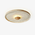 Travertine and Wood Round Ceiling Light Flush Mount 16.5 in Set of 2