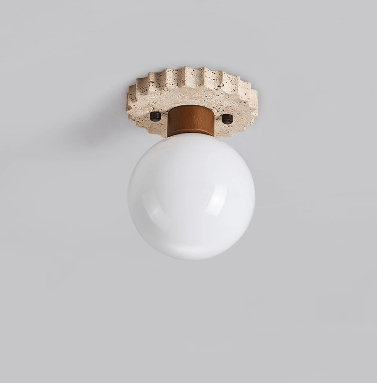 Travertine Ceiling Light Frosted Glass Globe 5.1 in Set of 3