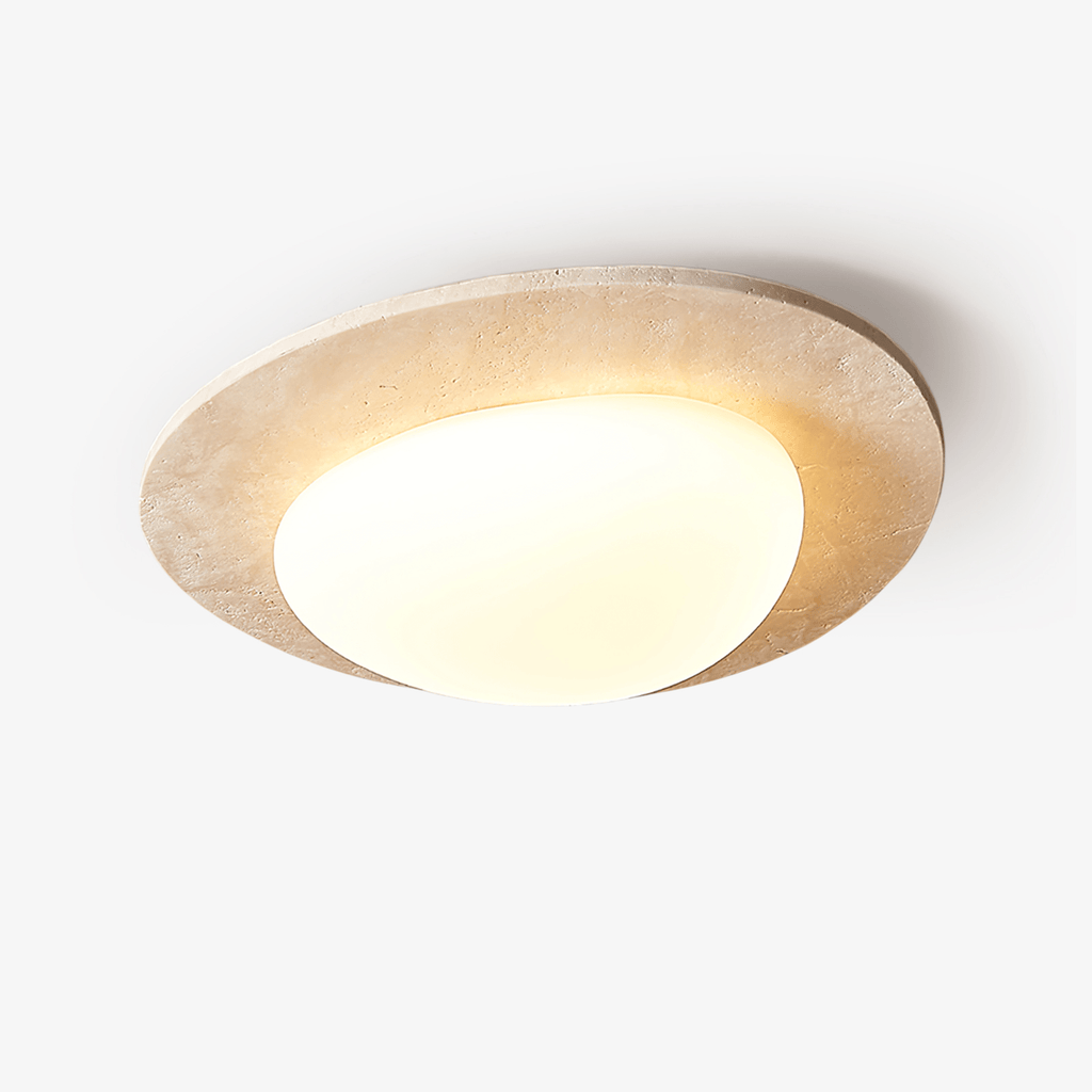 Travertine Ceiling Light Organic Stone Frame 12.6 in Set of 3