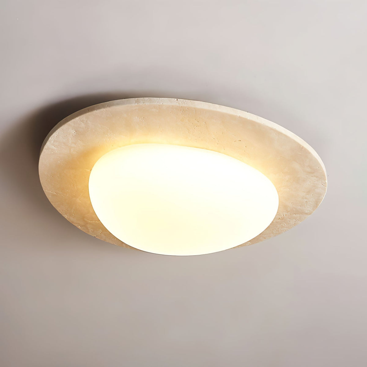 Travertine Ceiling Light Organic Stone Frame 12.6 in Set of 3