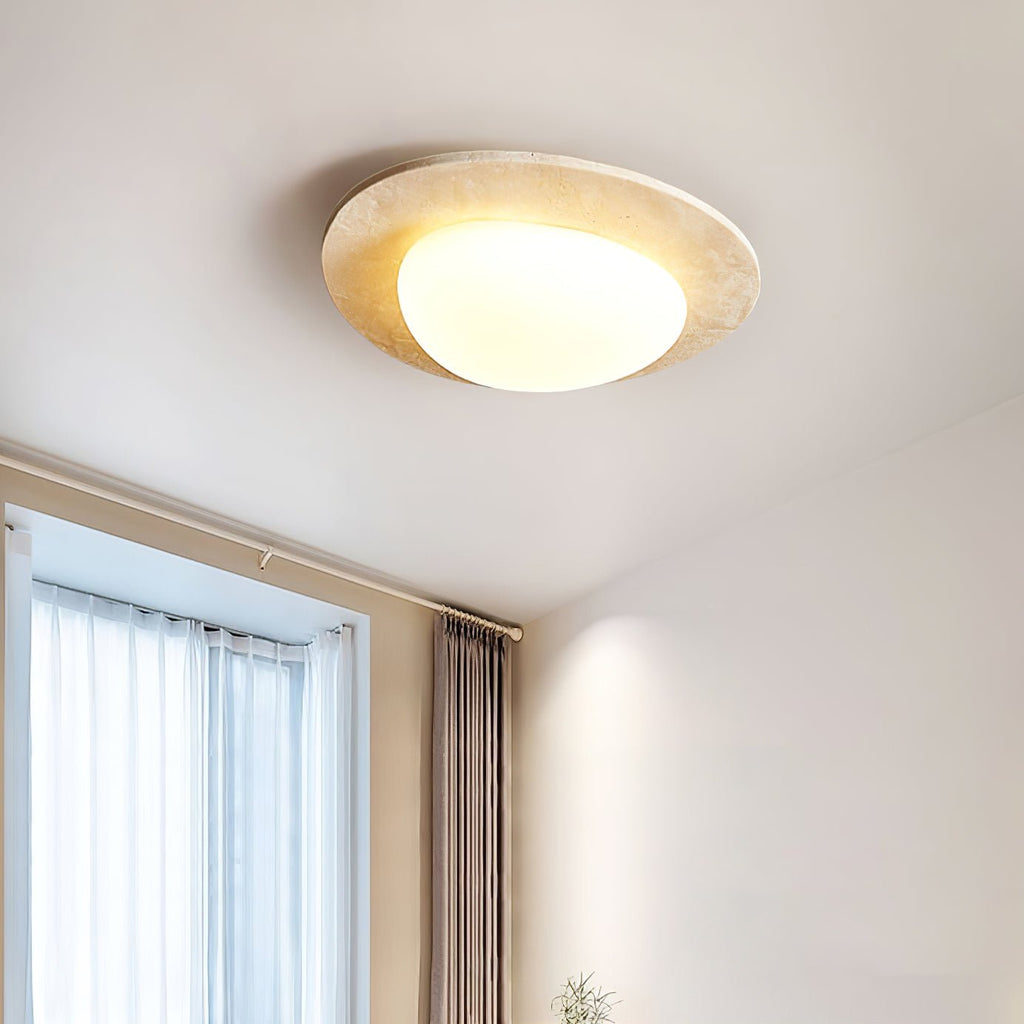 Travertine Ceiling Light Organic Stone Frame 12.6 in Set of 3