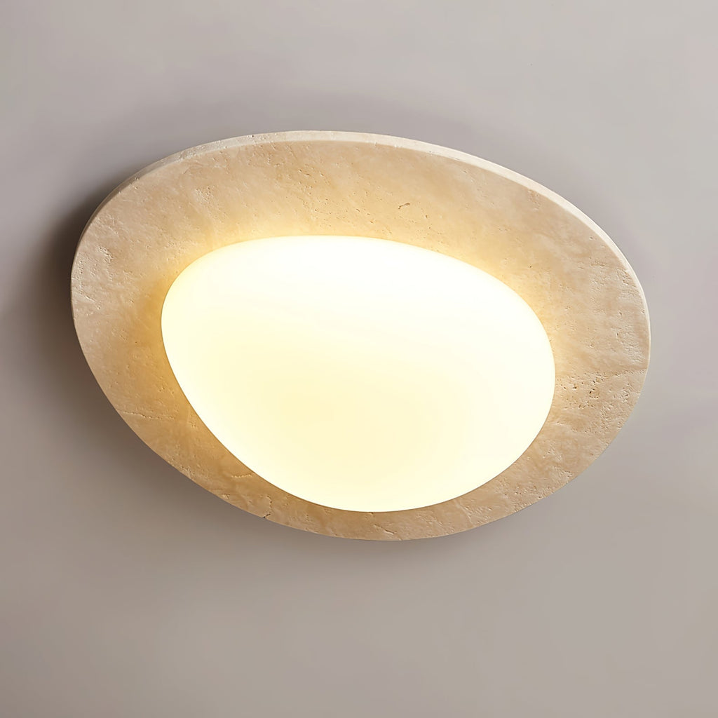Travertine Ceiling Light Organic Stone Frame 12.6 in Set of 3