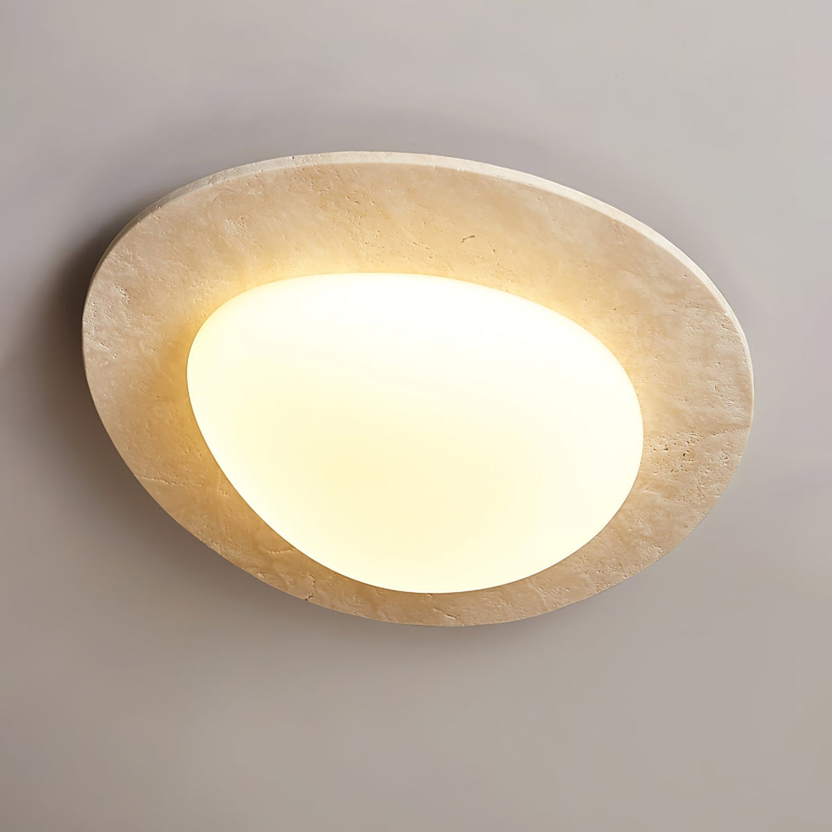 Travertine Ceiling Light Organic Stone Frame 12.6 in Set of 3