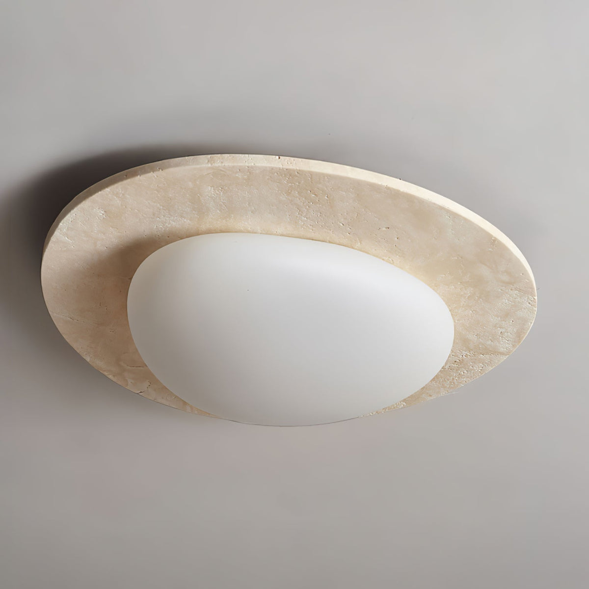 Travertine Ceiling Light Organic Stone Frame 12.6 in Set of 3