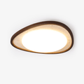 Travertine Ceiling Light Pebble Shape Walnut Rim 22.8 in Set of 2