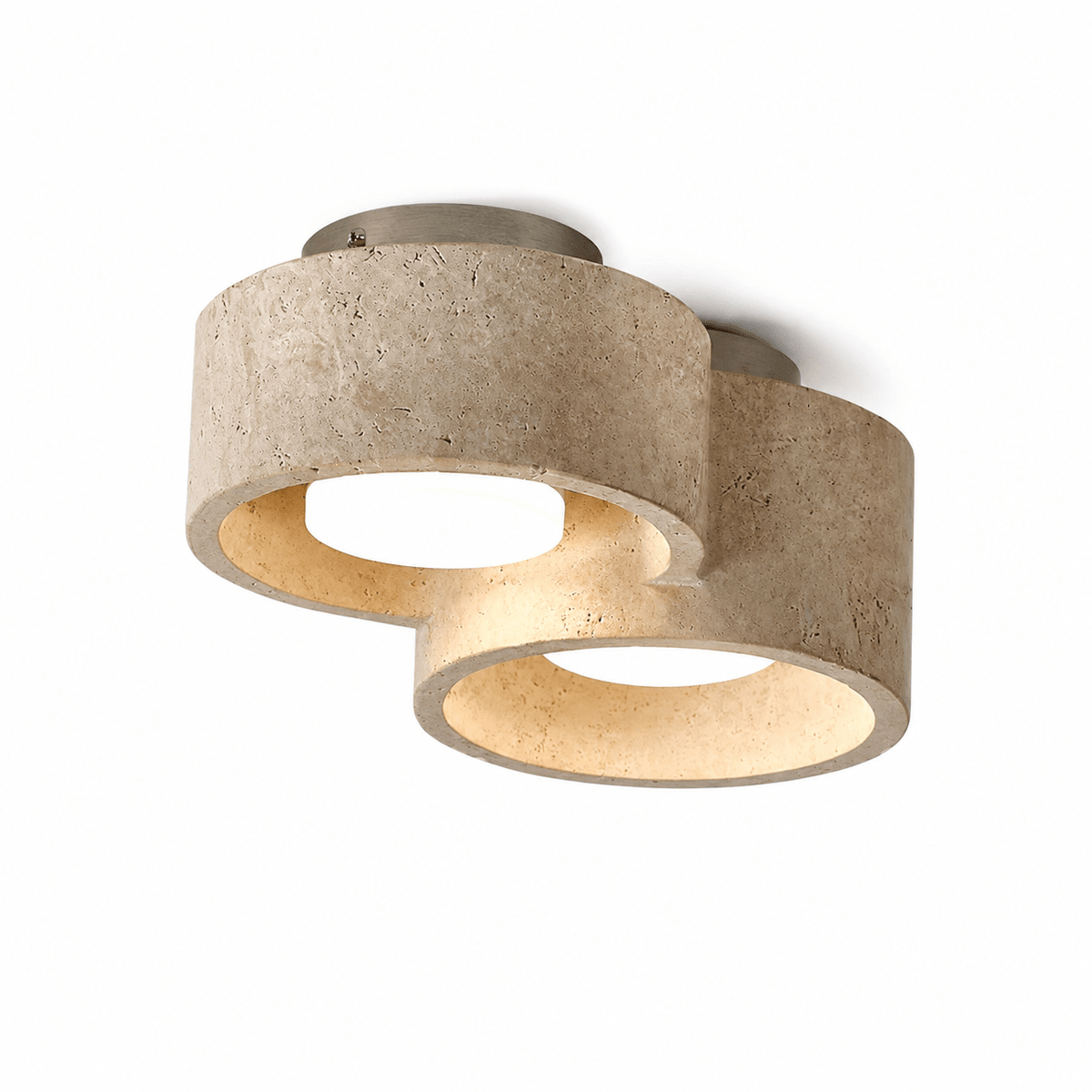 Travertine Cluster Ceiling Light Two Ring Flush Mount 10.2 in Set of 3