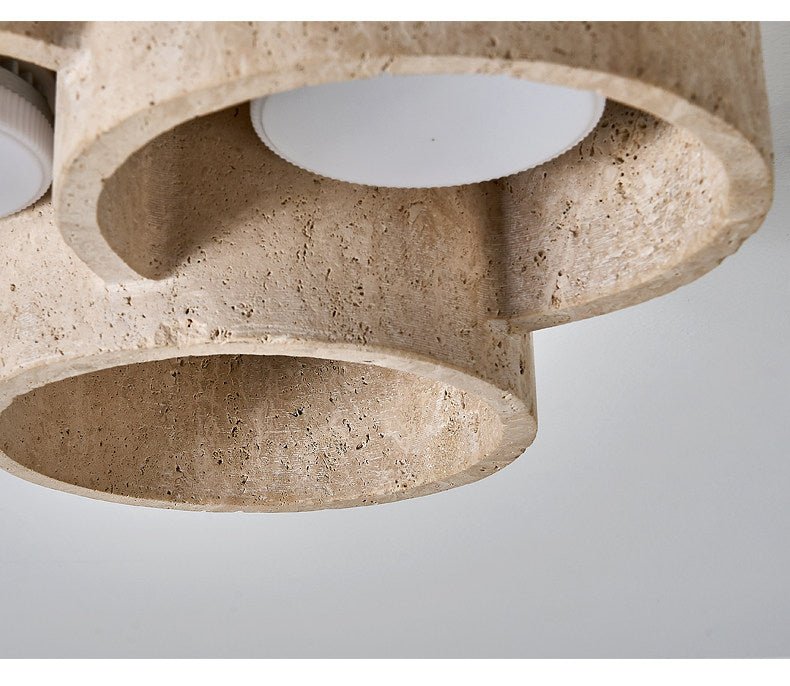 Travertine Cluster Ceiling Light Two Ring Flush Mount 10.2 in Set of 3
