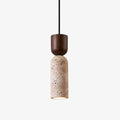 Travertine Column Pendant Light Walnut Cap 2.6 in Set of 2