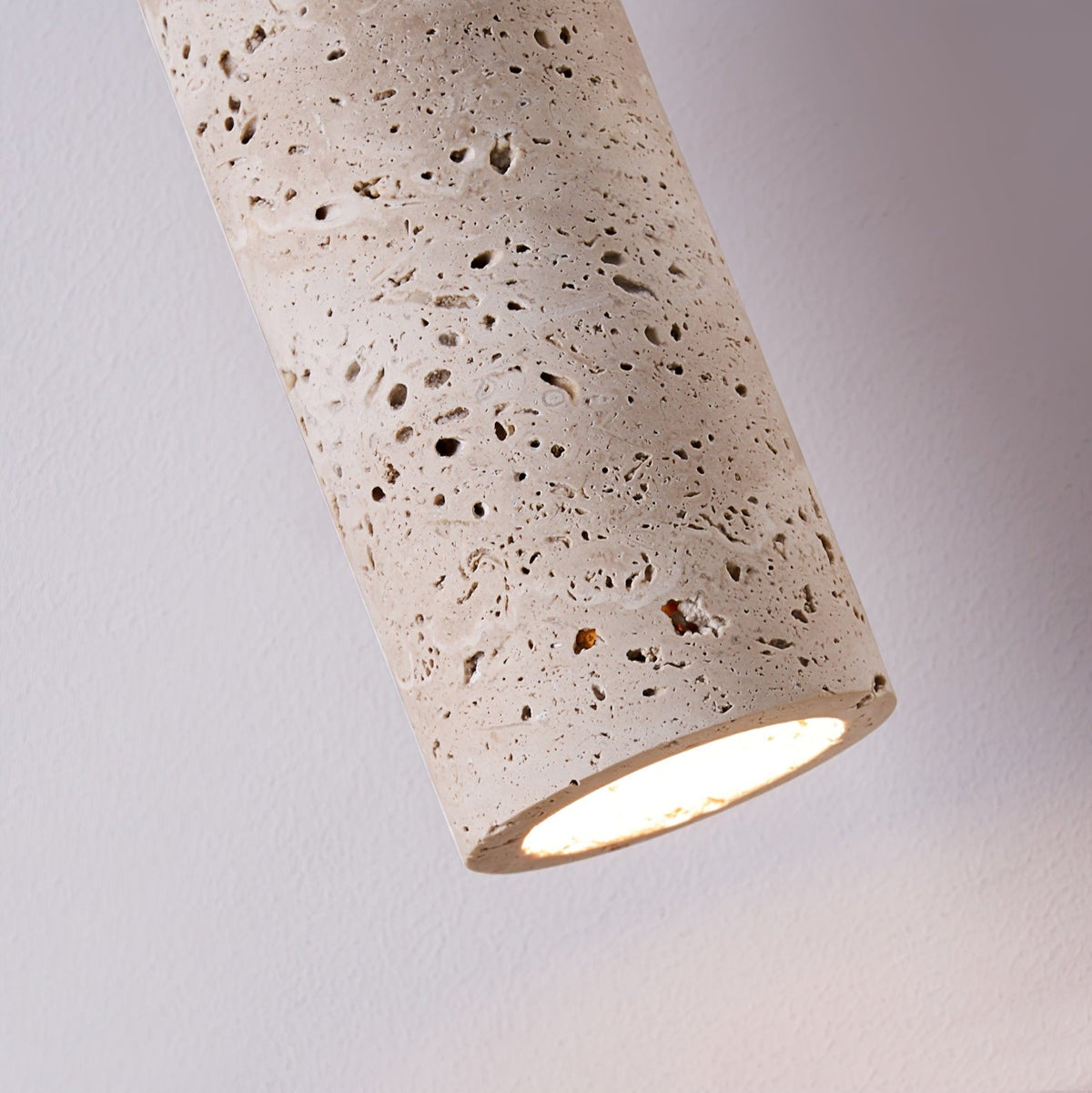 Travertine Column Pendant Light Walnut Cap 2.6 in Set of 2