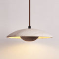 Travertine Disc Pendant Light Solid Wood 9.8 in Set of 2