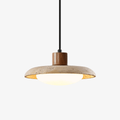 Travertine Disc Pendant Light Walnut Accent 9.8 in