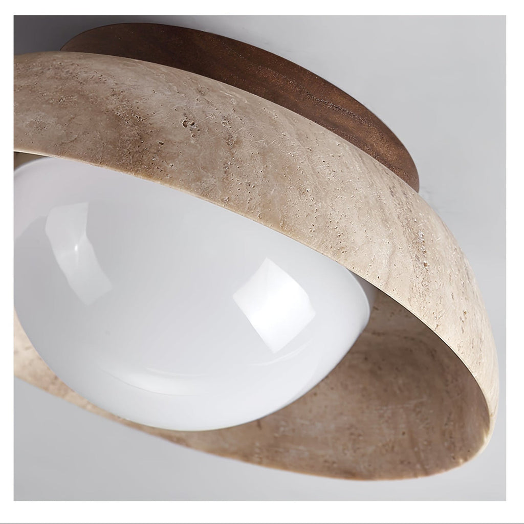 Travertine Dome Ceiling Light Walnut Globe 7.9 in Set of 2