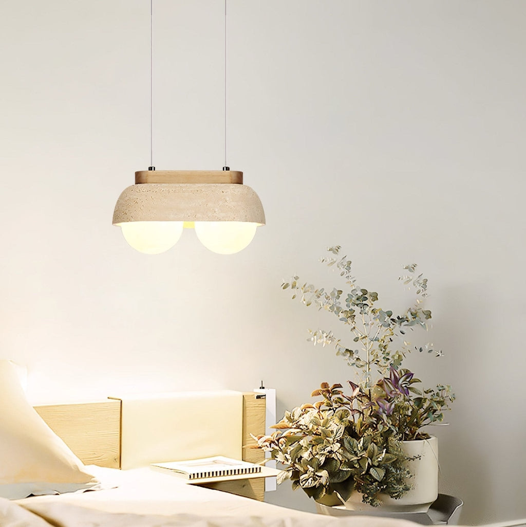 Travertine Dome Pendant Light Glass Globe Shades 10.6 in