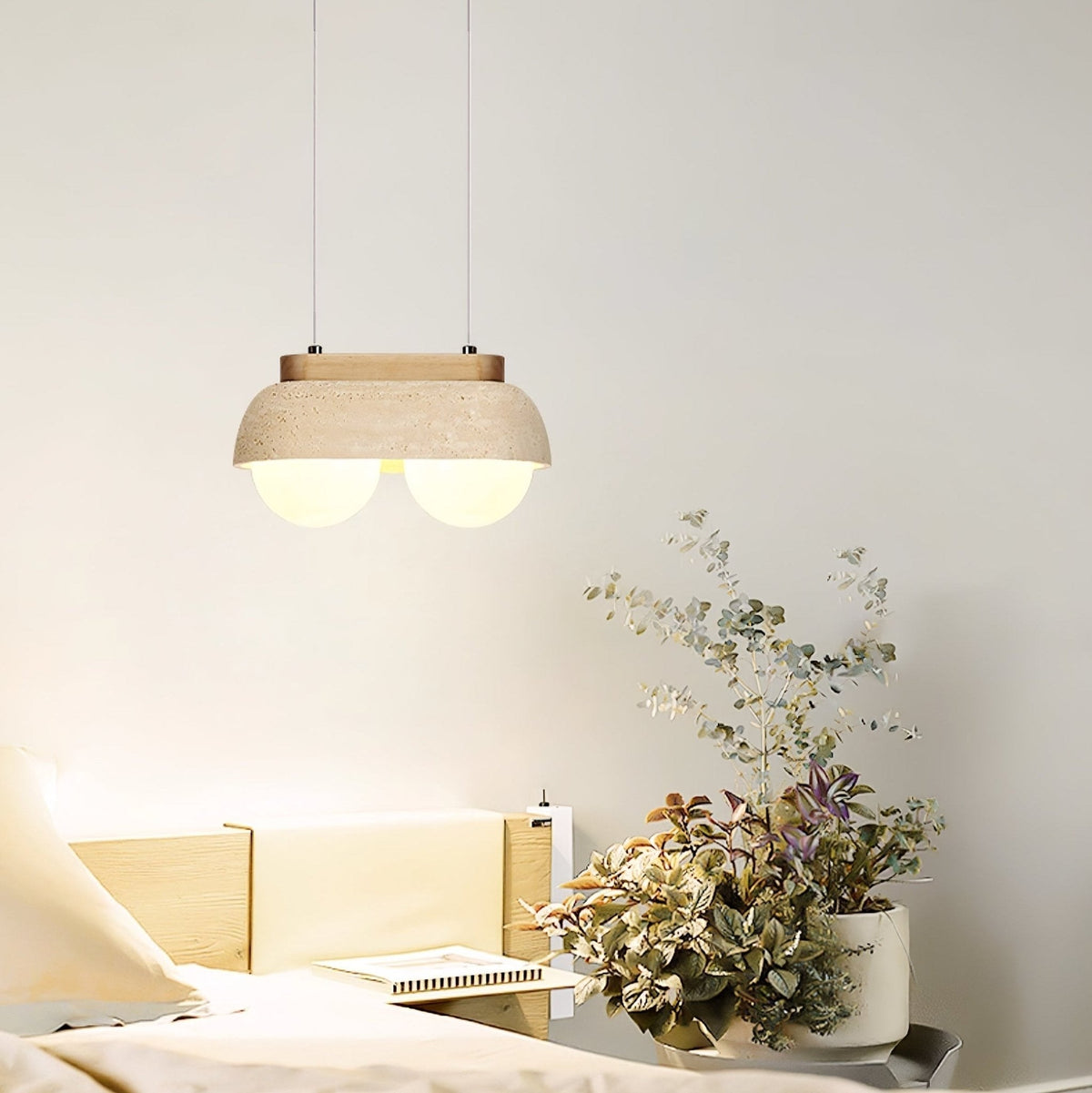 Travertine Dome Pendant Light Glass Globe Shades 10.6 in