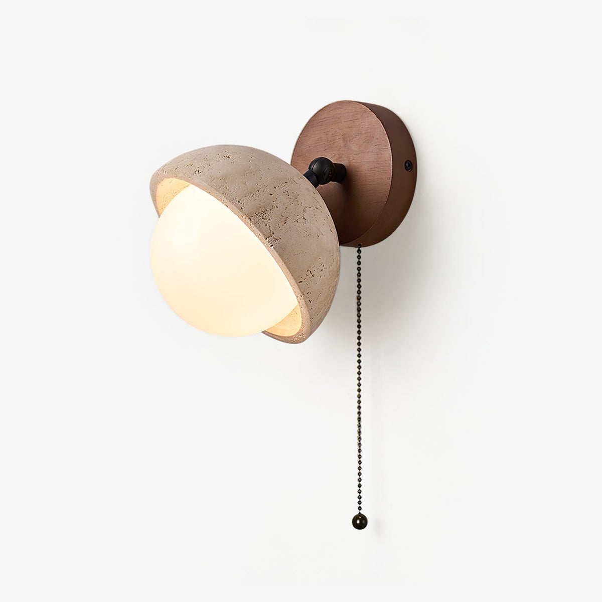Travertine Dome Wall Sconce Glass Globe Walnut 5.9 in Set of 3