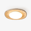 Travertine Flush Mount Ceiling Light Oval Stone Ring 11 in