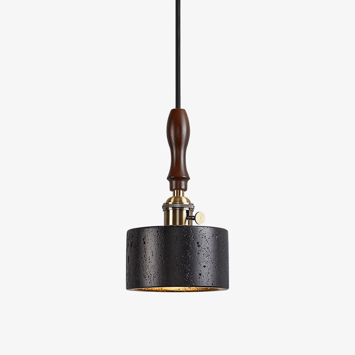 Travertine Mini Pendant Light Walnut and Brass 4.7 in Set of 3
