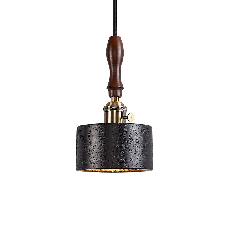 Travertine Mini Pendant Light Walnut and Brass 4.7 in Set of 3