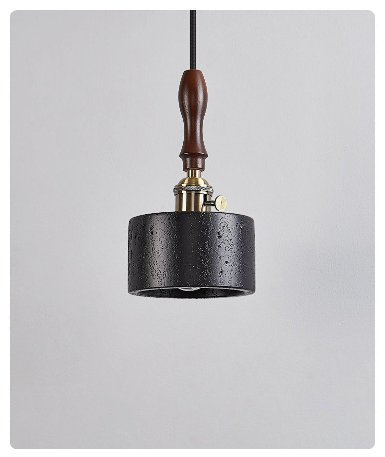Travertine Mini Pendant Light Walnut and Brass 4.7 in Set of 3