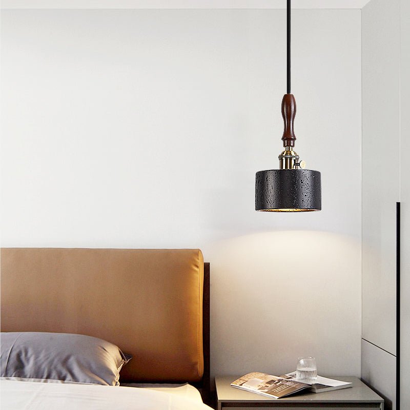 Travertine Mini Pendant Light Walnut and Brass 4.7 in Set of 3